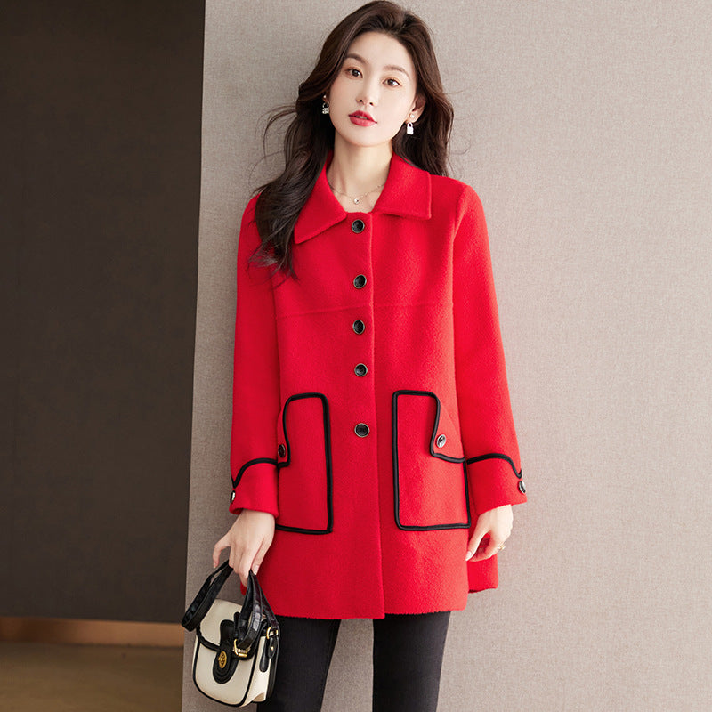 Autumn And Winter Plus Size Women's Woolen Coat