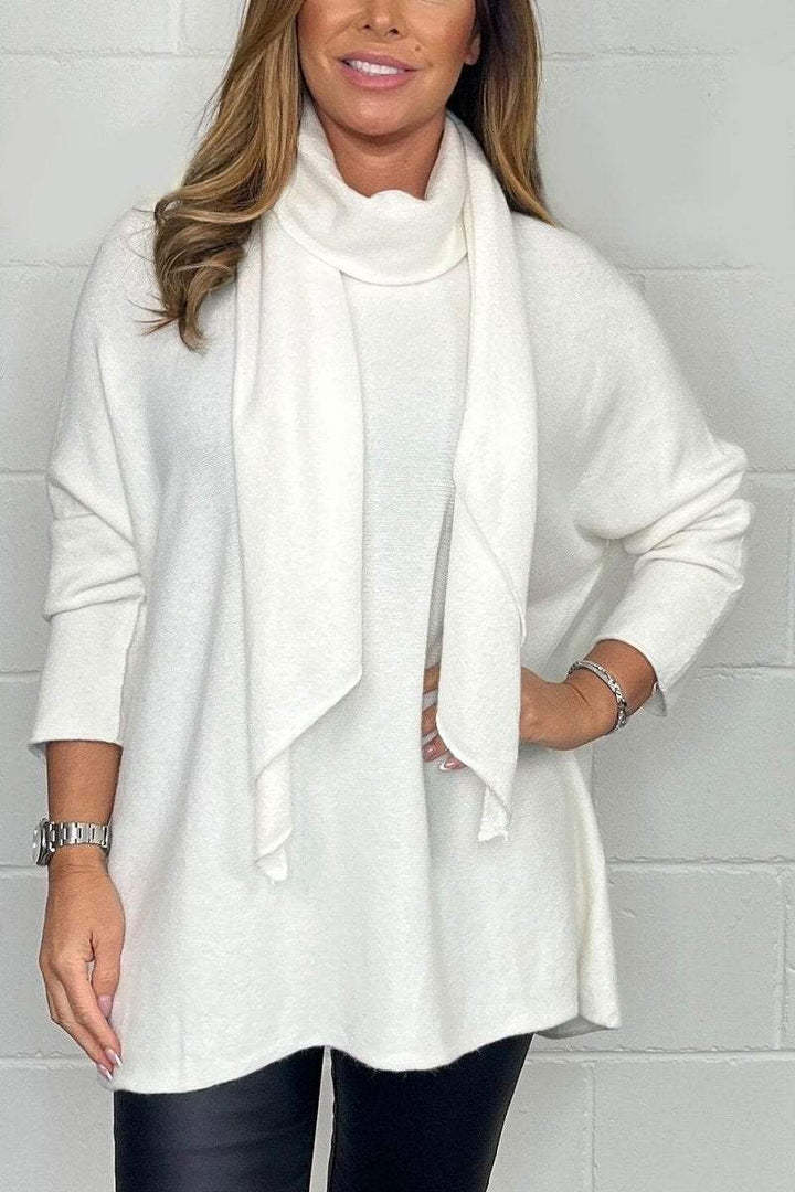 Women's Casual Solid Color Long-sleeved Scarf Top