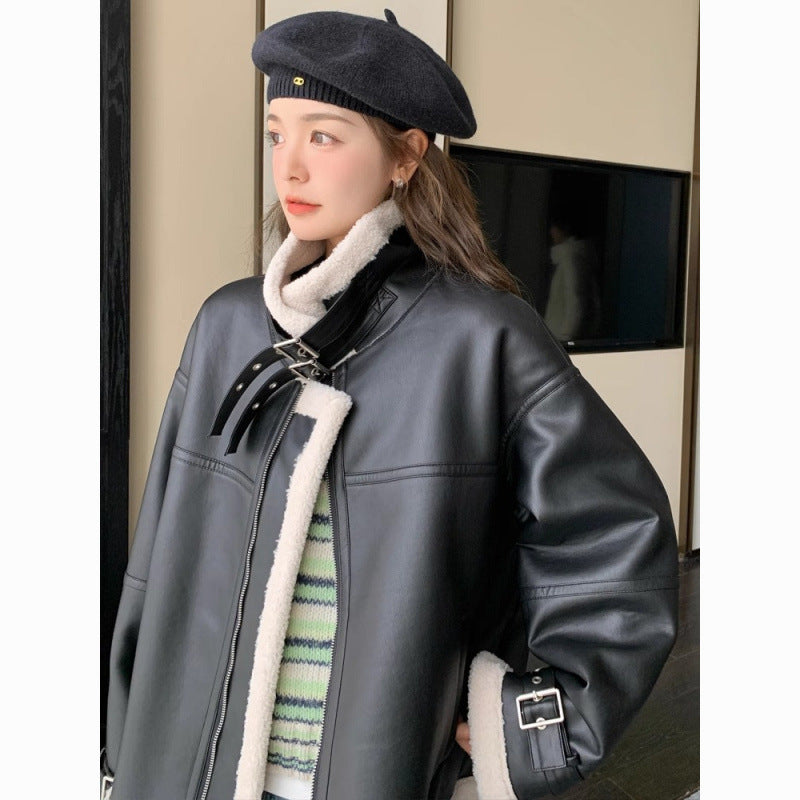 Motorcycle Clothing Coat Lamb Winter Loose