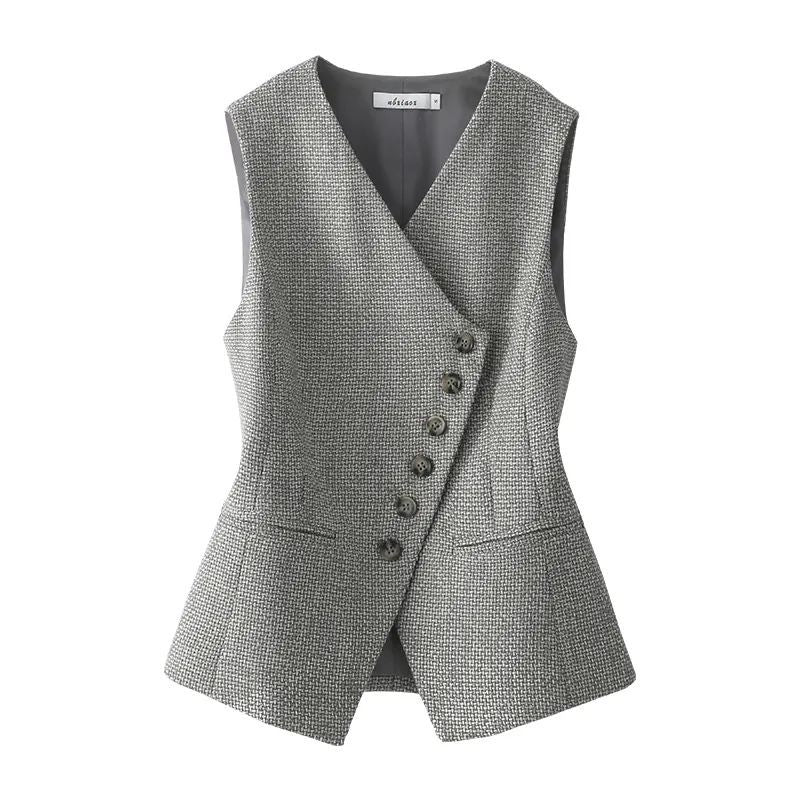 High-end Retro Black And White Pattern Vest Women's Short