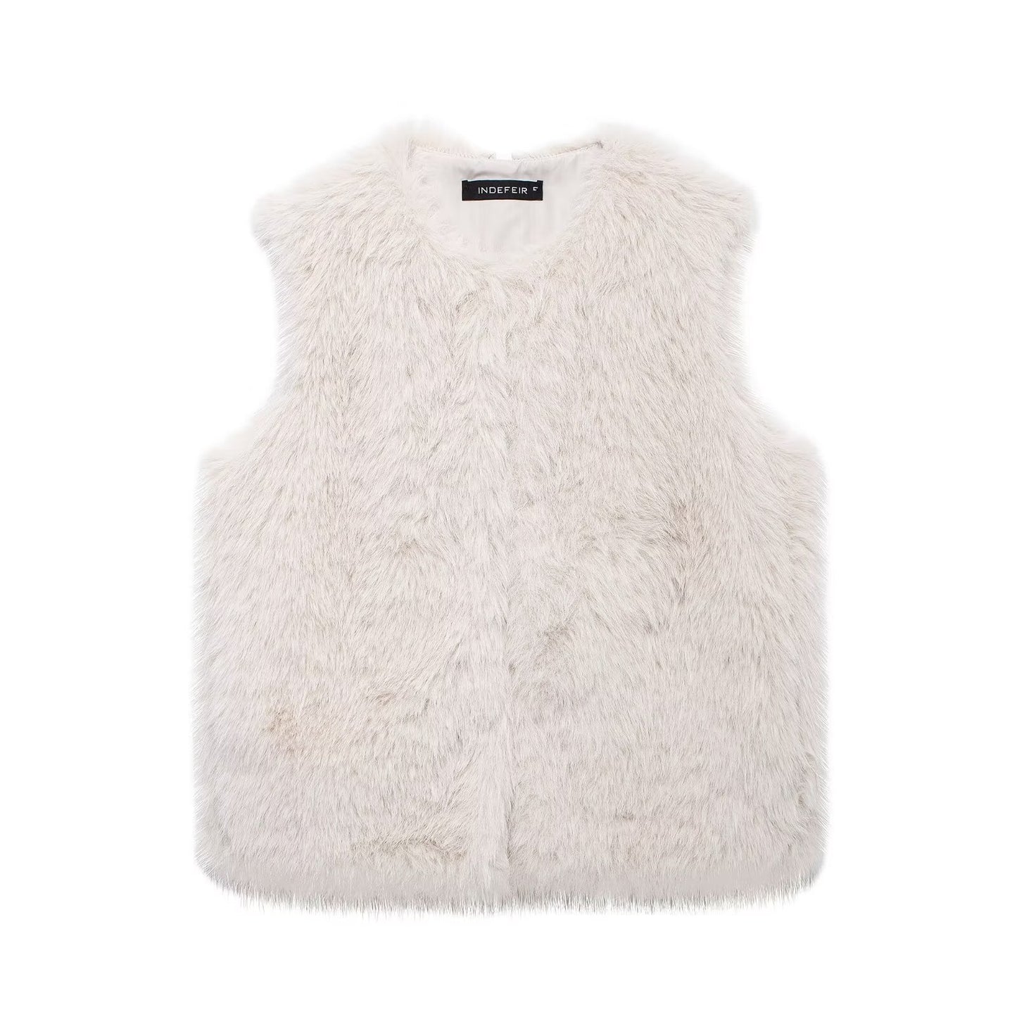 Women's New French Minority Faux Fur Sleeveless Crew Neck Vest